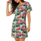 thumbnail image 2 of Easygdp Palm Leaves Flamingo Camisón de manga corta para mujer, informal, estampado, 2 of 6