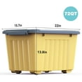 thumbnail image 2 of QRKD Plastic Storage Bin, Stackable and Nestable Storage Boxes with White Lids and Secure Latching Buckles, Large Storage Container (Yellow/Purple, 72Quart-6Pack), 2 of 15