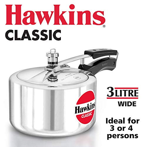 HAWKINÂ Classic CL3T 3-Liter New Improved Aluminum Wide Mouth Pressure Cooker, Small, Silver