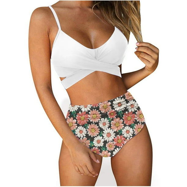 Bikini Set for Women 2022 Wrap Cross Push Up Bikini Top High Waisted