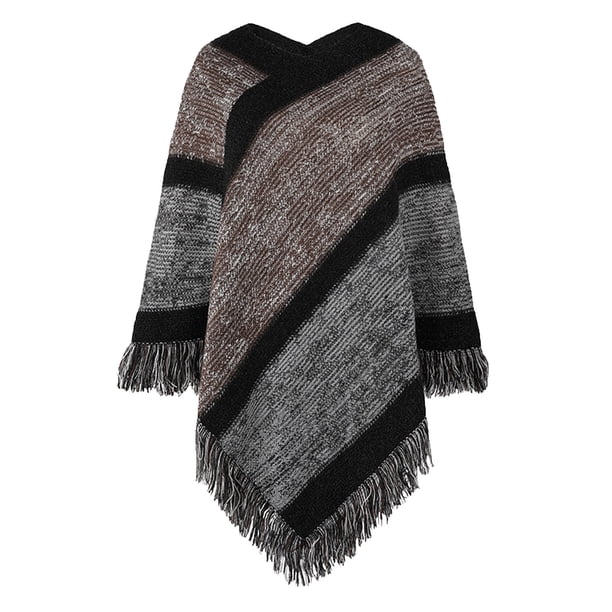 Capa para mujer, chal de color liso, cuello cálido, borla, capa de punto de color liso, blusa, capa para mujer