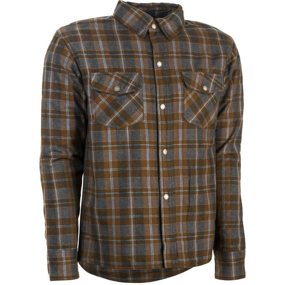 HIGHWAY 21 Marksman Flannel Shirt, Plaid, Button-Down Motorcycle Jacket for Men, Protective Woven Cotton Fabric