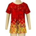 thumbnail image 3 of SMihono Hauts pour Femmes Été Chic Décontracté T-shirt Manches Courtes Col Rond T-shirt Imprimé Floral T-shirt Blouse Cadeau pour Femmes T-shirt Oversize pour Femmes 2023, 3 of 7