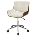 thumbnail image 3 of DUOSONG Ecru And Walnut Swivel Office Chair Beige Upholstered Furniture Office Office Chairs, 3 of 12