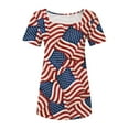 thumbnail image 6 of Xihbxyly Tops for Women, July of 4th Shirt for Women Summer V Neck Short Sleeve American Flag Clothes Patriotic Outfit Top Pleated Mesh Blouses Loose Fitting Tops for Women # 10 Dollar Items #3, 6 of 6