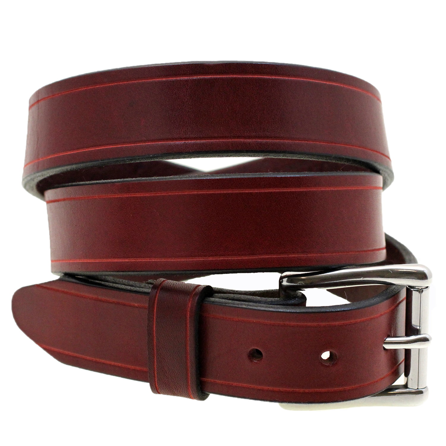 Mens 1 1/2 Burgundy Latigo Leather Belt With Saddle Groove Made In USA ...