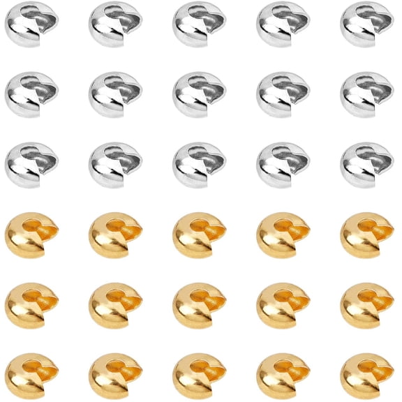 200 Pcs 6mm Brass Crimp Beads Covers Knot Cover Caps for Jewelry Making