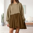 thumbnail image 2 of Women Crewneck Ruched Dress Pullover Casual Daily Commuting Dress (Army Green S), 2 of 9