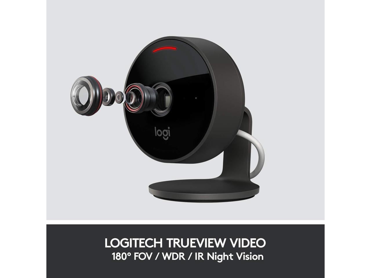 Logitech Night Vision 1080p Channels 2 Video Surveillance Camera with Wide Angle and Wall Mount Graphite