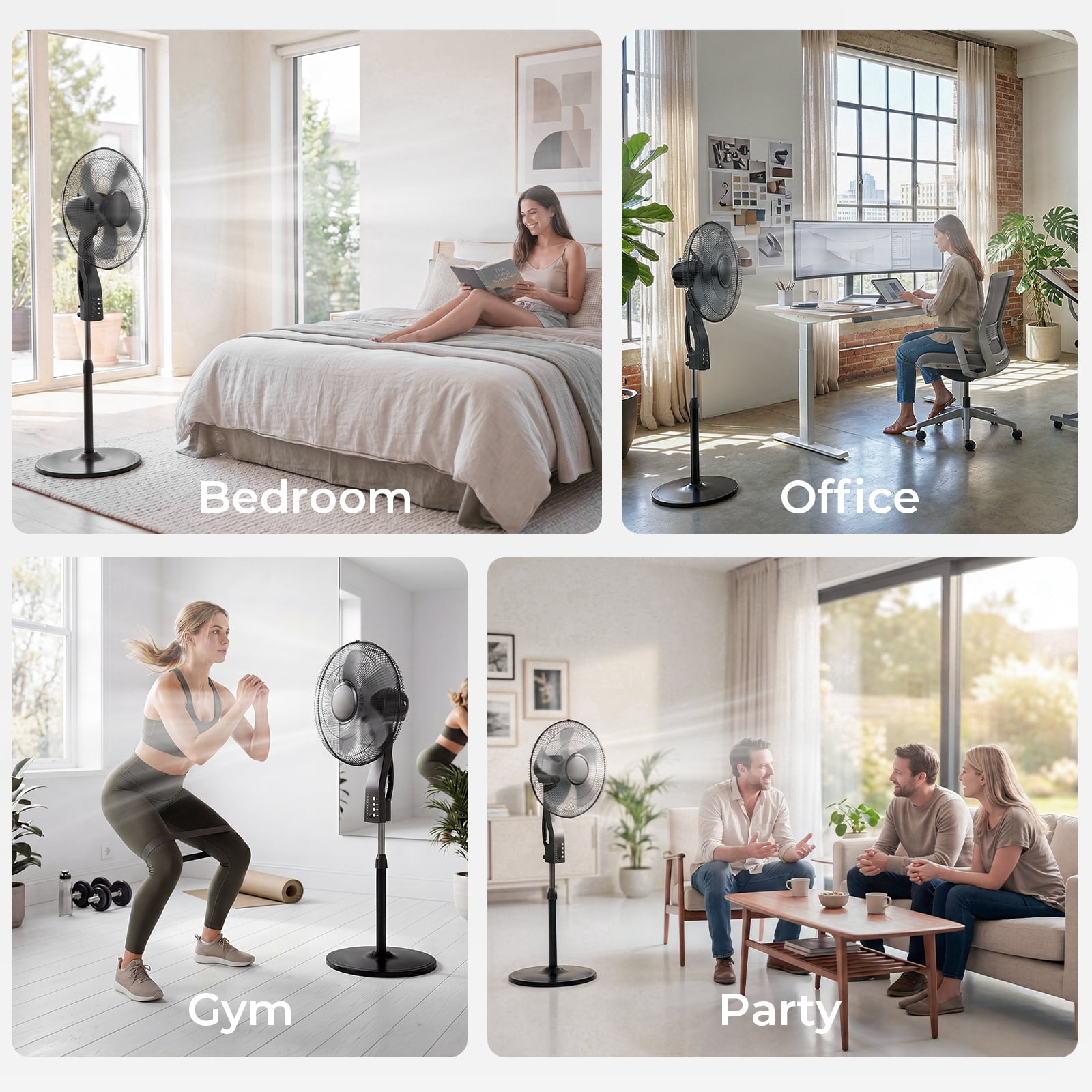 Goosiay 16" Oscillating Pedestal Fan with Remote Control, Ultra-Quiet Sleep Mode, Easy Carry Handle, Height Adjustable Standing Fan for Bedroom Home Office