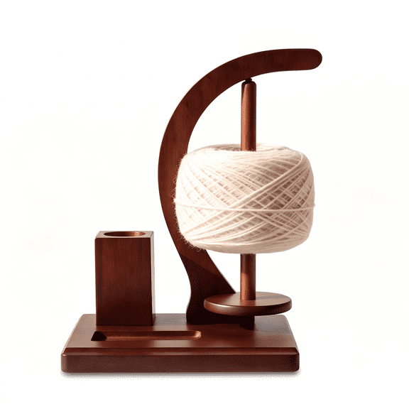 Magnetic Wooden Rotating Yarn Holder, 360° Spinning Desktop Yarn Spindle with Storage for Knitting & Crochet, Anti-Slip Wood Yarn Dispenser for Yarn Balls & Skeins