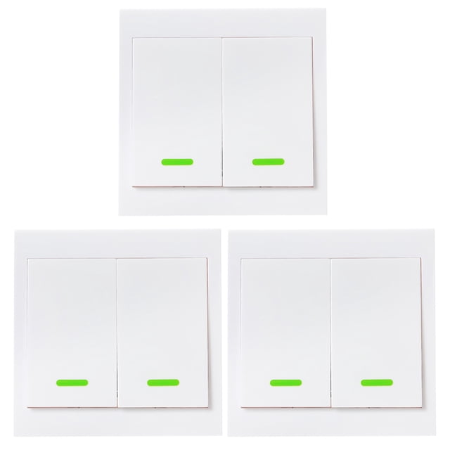 Graflsoa 3-Pack eWeLink 433MHz 2-Channel Wall Panel Remote for Smart Home, Staircase Lighting Control, Includes 12V 27A Battery & Double-Sided Tape