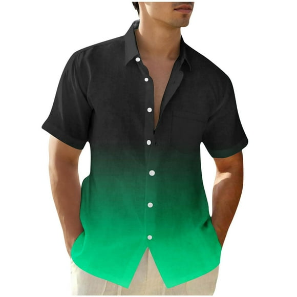 Liquidation d'Économies d'Été Qaailabf Chemises Grandes Tailles pour Hommes, Chemises à Manches Courtes Boutonnées pour Hommes Tailles P-5TG