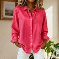 thumbnail image 5 of Utoimkio Women's Button Down Shirts Casual Striped Dress Shirt Long Sleeve Collared Office Work Blouse Tops Size S-XXL, 5 of 5
