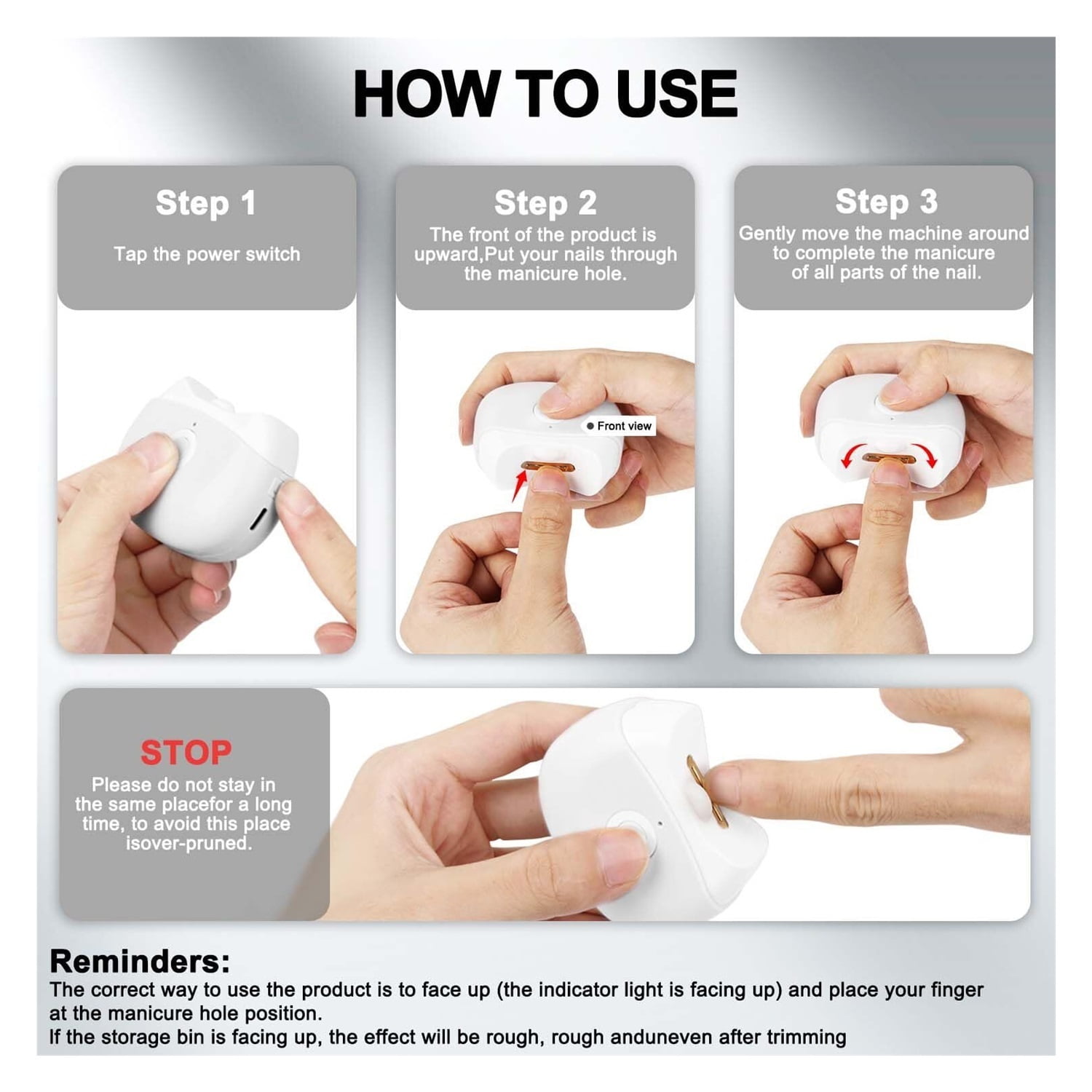 Automatic Electric Nail Clipper with LED Light & 2 Speeds with Nail Scraps Storage, USB Rechargeable Safety Fingernail Trimmer for Baby, Children, Kids, Adult, Seniors and Caregivers, White