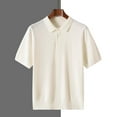 thumbnail image 2 of Men's Polo Shirts Casual Solid Color Half Sleeve Button Up Lapel Comfortable Tops Trend Summer Loose T Shirts for Men White XXXL, 2 of 9
