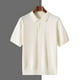 thumbnail image 2 of Camisa de punto con solapa y manga media para hombre: color liso, corte holgado, prenda informal de verano para llevar al aire libre o en casa., 2 of 8