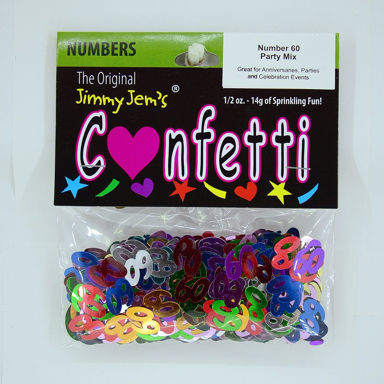 Number 60 Multi Colour Metallic Confetti 14g – Buntes Folienkonfetti Für Jubiläum & Party