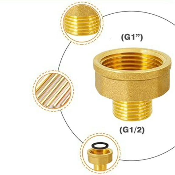 2Pcs 1 In Female To 1/2 In Male Thread Brass Hex Bushing Reducing Connector