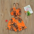 thumbnail image 3 of Bagilaanoe 2pcs Little Girl Short Pants Set Leaf Printed Sleeveless Vest Tops + Loose Shorts 1T 2T 3T 4T 5T 6T 7T Kids Casual Summer Outfits, 3 of 6