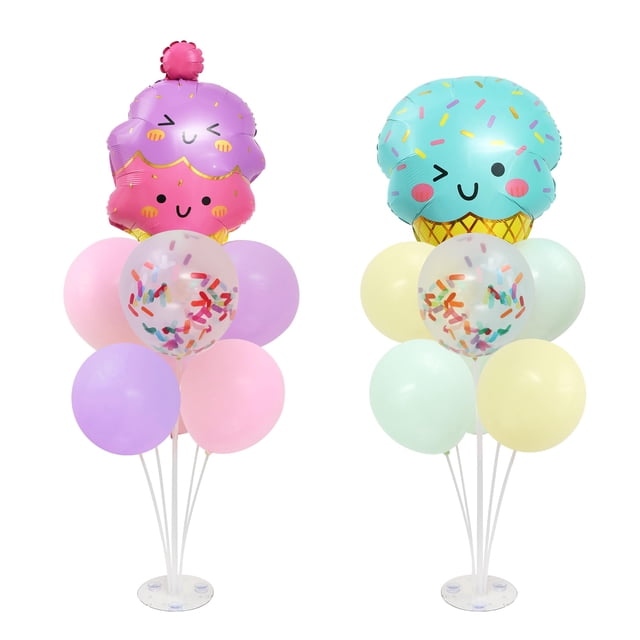 Soporte para globos Zyloon, fiesta de helado, 2 juegos, kit de mesa