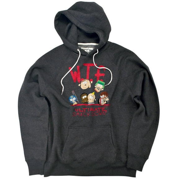 South Park Wtf Ultimate Smackdown Unisex Adult Slim Fit Pull-Over Heather Hoodie, Charcoal, Small