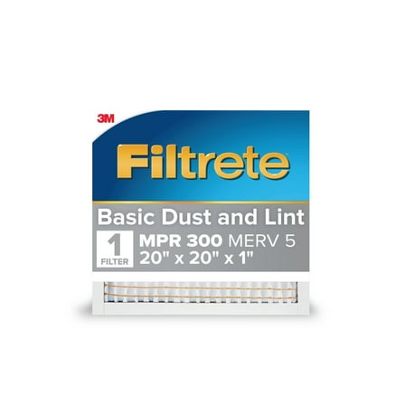 Filtrete 20x20x1 Air Filter, MPR 300 MERV 5, Dust Reduction, 1 Filter