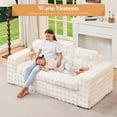 thumbnail image 3 of Hobestluk 3-Seater Sofa Boneless Couch with Tufted Button Design 2 in 1 Comfy Cloud Couch Oversized Sofa for Living Room Bedroom Apartment or Office (White, 3 Seater), 3 of 9