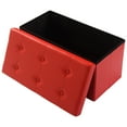 thumbnail image 4 of Costway Faux Leather Large Folding Storage Ottoman Pouffe Box Stool Red, 4 of 5