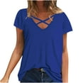 thumbnail image 1 of Timegard Hauts à Manches Courtes pour Femmes Col en V Croisé devant T-Shirt Été Décontracté Ample Blouse, 1 of 6