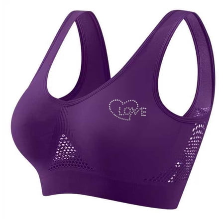 SMihono Womens Sports Bras High Impact Workout Bras Full Coverage Yoga Bras Plus Size No Underwire Bras for Running Gym Purple S