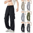thumbnail image 5 of qucoqpe Men's Casual Cargo Pants Baggy Workout Joggers Sweatpants Drawstring Hiking Athletic Trousers with Multi Zipper Pockets, 5 of 5