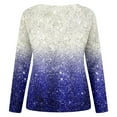 thumbnail image 3 of HNMKIU Womens Casual Drop Shoulder V Neck Long Sleeve Women's Sweatshirt Hoodless Pullover T-Shirt Comfort Top 02_Blue，L, 3 of 4