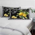 thumbnail image 4 of Yellow Lemon Throw Pillow Covers, Summer Botanical Black White Checkered Soft Breathable Pillow Cases with Invisible Zipper for Sleeping, Small Pillowcases for Couch Bed Sofa Chair 16x24 Inches, 4 of 9