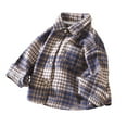thumbnail image 2 of NAISIBABY Boys Flannel Button-Up Shirt, Lapel Long Sleeve Classic Plaid Fashion Jackets with Pocket Blue 2T, 2 of 5