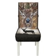 thumbnail image 7 of TSOVTHRID Deer Elk Camo Hunting Print Quilted Dining Chair Cushion Covers Stretchy Soft Seat Cushion Slipcovers Removable Armless Chair Covers with Detachable Strap, Set of 2, 7 of 7