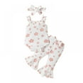 thumbnail image 3 of SILVERCELL Baby Girl Summer Clothes Floral Sleeveless Straps Romper Tops Bell Bottom Flare Pants 2PCS Outfits 0-18 Months, 3 of 10