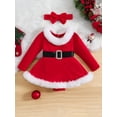 thumbnail image 3 of Infant Baby Girl Christmas Dress 3M 6M 12M 18M 24M Santa Claus Romper Dress Long Sleeve Christmas Dress Cute Winter Clothes, 3 of 10