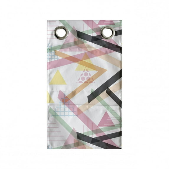 Abstract Hanging Pocket Organizer, Rhythmic Lines Grid Triangles Postmodern Memphis Style Print on Plain Background, Printed Polyester Storage Bag with Pockets, 9" x 27", Multicolor