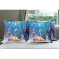 thumbnail image 6 of Ambesonne Colorful Throw Pillow Cover 4 Pack, Cartoon Mermaid Fish, 20", Multicolor, 6 of 7