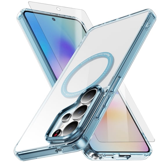 ELEHOLD Magnetic Case for Samsung Galaxy S26 Ultra,Compatible with Mag Safe Accessories Anti-yellowing Clear Rugged Drop Protection Cover with Screen Protector , Blue