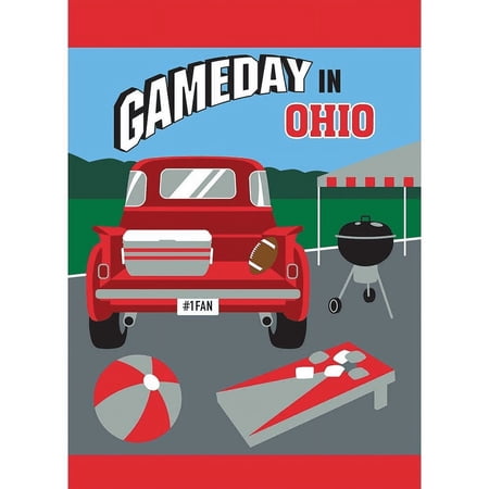 Magnolia Garden Flags 1454 13 x 18 in. Game Day in Ohio Garden Flag - Red & Grey