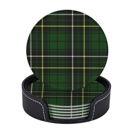 

6 Pcs Leather Coasters Clan Macalpine Tartan Coasters For Drinks Cup Mat Pad Housewarming Gift Ideal For Home Decor