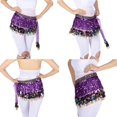thumbnail image 2 of Danza Del Vientre Cadena Para La Cintura Falda A La Cadera Bufanda Con Lentejuelas Borla De Monedas Púrpura Oscuro Sunnimix Bufanda de cadera para danza del vientre para mujer, 2 of 8