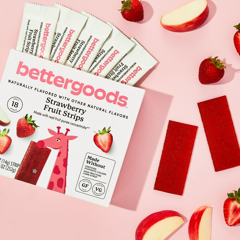 bettergoods Strawberry Fruit Strips 18 Count Gluten-Free Vegan