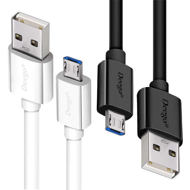 Cable micro USB DEEGO con cargador Android extra largo de 3 m y 2 m