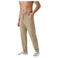 thumbnail image 5 of Men's Relaxed Fit Drawstring Pants with Patch Pockets and Elastic Waistband for Casual Wear - Small, Beige, 5 of 6