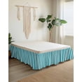 thumbnail image 2 of Teal Striped Wrap Around Bed Skirts for California King Bed 16" Drop,Bed Skirt with Adjustable Elastic Belt Dust Ruffle Bed Valance for Bedroom Simple Art Vertical Stripe Farmhouse Bed Frame Cover, 2 of 7