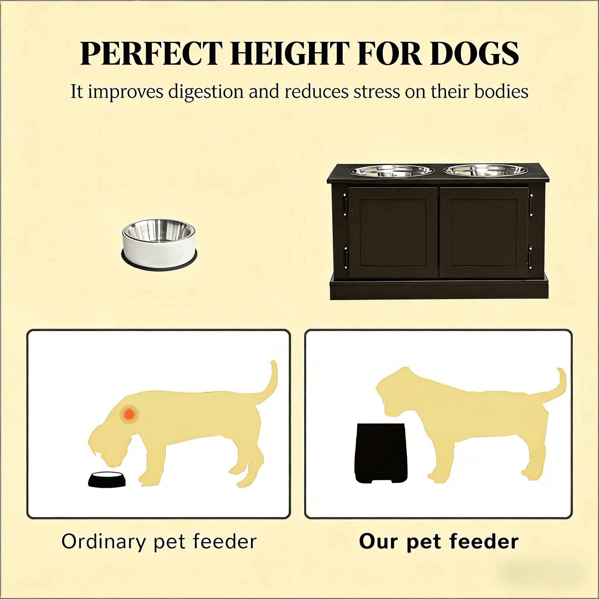 Pet Feeder Stand, Elevated Dog Bowls