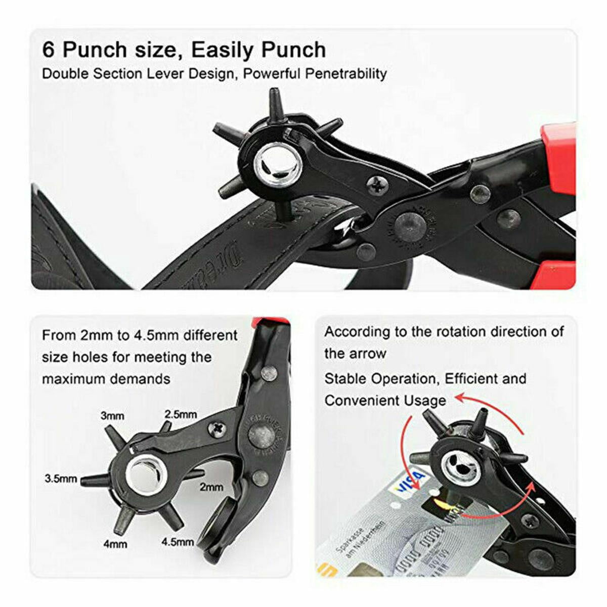 1 Set Steel Rivets Eyelets Belt Leather Hole Puncher Pliers Press Grommets Round Flat Oval